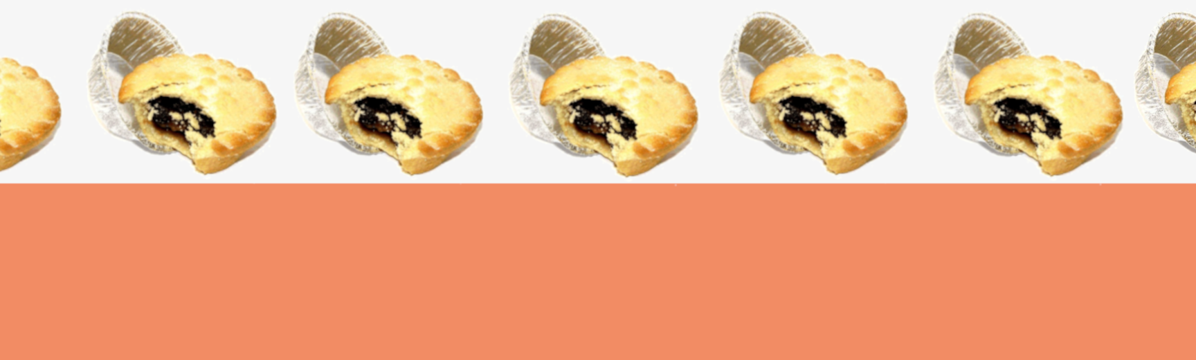 orange and white striped background with mincepies