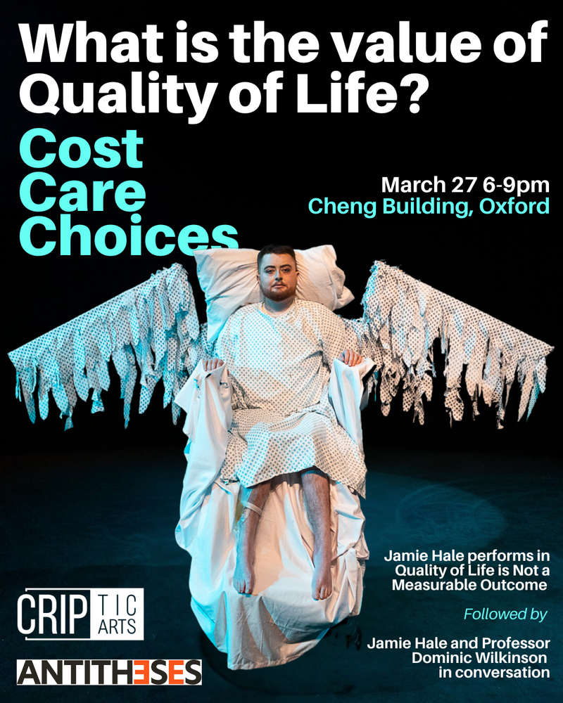 Poster showing Jamie Hale dressed in medical gown with text  